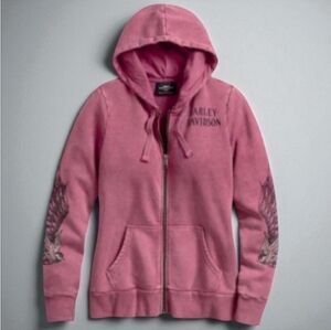 Harley Davidson  Dusty Rose Free Bird Zip Front Hoodie